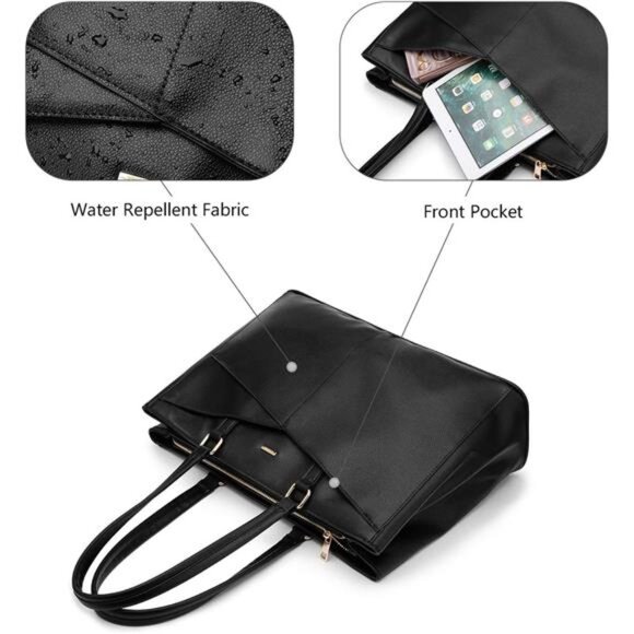 Laptop Tote Bag for Women 15.6 Inch Waterproof Leather Computer Bags Business - Picture 2 of 7